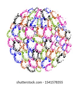 sphere consisting of ovals in different styles