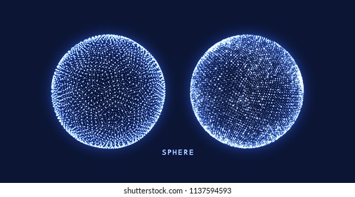 The sphere consisting of points. 3d abstract globe grid for design. Technology concept. Vector illustration.