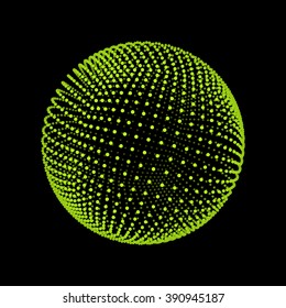 The Sphere Consisting of Points. Abstract Globe Grid. Sphere Illustration. 3D Grid Design. 3D Technology Style. Networks - Globe Design.Technology Concept. Vector Illustration.