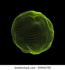 The Sphere Consisting of Points. Abstract Globe Grid. Sphere Illustration. 3D Grid Design. 3D Technology Style. Networks - Globe Design.Technology Concept. Vector Illustration.