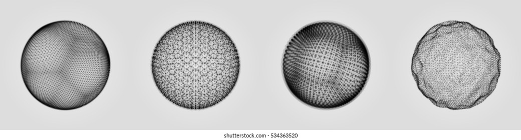 The Sphere Consisting of Points. Abstract Globe Grid. Sphere Illustration. 3D Grid Design. 3D Technology Style. Networks - Globe Design.Technology Concept. Vector Illustration. 