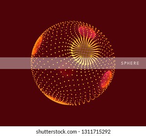 The sphere consisting of points. Global digital connections. Technology concept. Array with dynamic particles. 3D grid design. Vector illustration for science and technology.