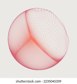 The sphere consisting of points. Global digital connections. Technology concept. Array with dynamic particles. 3D grid design. Vector illustration for science and technology.
