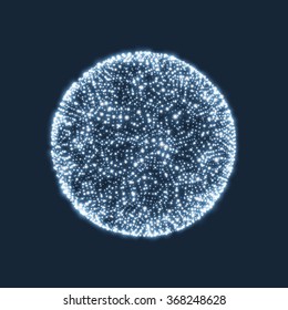 Der Bereich besteht aus Punkten. Globale digitale Verbindungen. Abstraktes Globe Grid. Wireframe Sphere Illustration. Abstraktes 3D-Grid-Design. Ein leuchtendes Gitter. 3D-Technologie-Stil. Netzwerke - Globales Design.