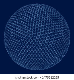 Sphere consisting of a wireframe of geometric shapes. Vector illustration