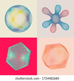 Sphere and crystal consisting of small particles. Object with dots. Molecular grid. 3d vector illustration. Connection structure for education and science.