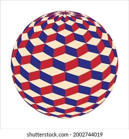 A sphere with a cubic pattern along the surface. Vector illustration 