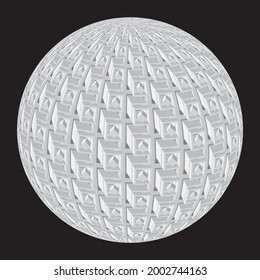 A sphere with a cubic pattern along the surface. Vector illustration 