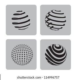 sphere in different ways over gray background vector illustration
