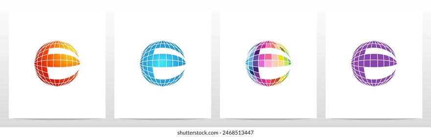  Sphere Disco Ball Letter Initial Logo Design E
