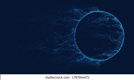 Sphere dissolve vector. Prominence. Dust and sand wind flow.