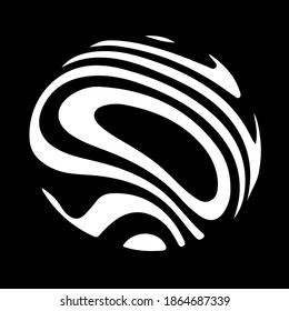 Sphere with distorted lines. Circle in a distortion effect. Optical illusion. Circular lines twist on background with circle distortion effect. Illusion of terrain.