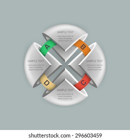 Sphere divided into 4 parts, the template Infographic