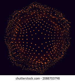 Sphere of Dots Blur Depth of Field Effect DOF. Global Digital Connections. Abstract Particles 3d Grid Design. Vector Future High Technology HUD Illustration. Big Data Array of Dots.