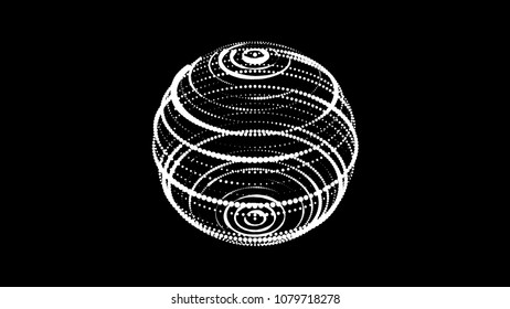 Sphere with dots on a black background. Abstract globe dotted sphere. Vector illustration.