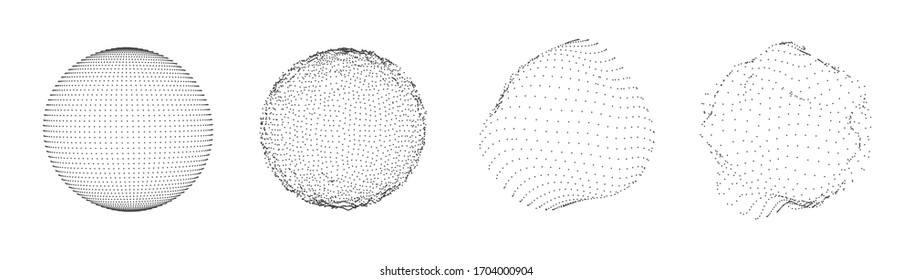 Sphere of dots or particles isolated on white color. Technology abstract art background. Collection of minimalistic geometric design sci-fi elements. Vector futuristic digital concept.