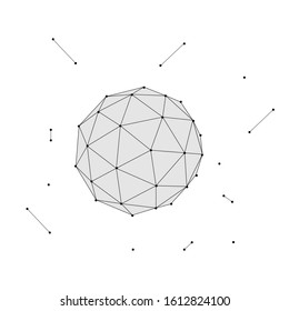 Sphere. A figure consisting of polygons and particles. Vector illustration