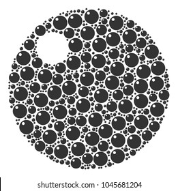 Sphere figure made in the combination of sphere pictograms. Vector iconized collage constructed with simple items.
