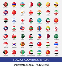 The sphere flag of countries in asia.(EPS10 art vector)