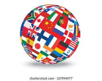 sphere with flags of the world vector illustration