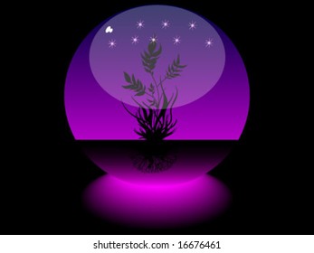 sphere with flower on night time