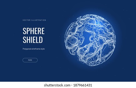 Sphere in the form of lines in futuristic style. Abstract topographic vector illustration