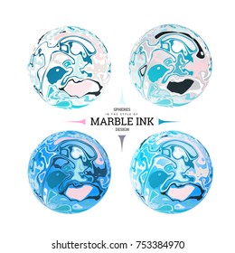 Sphere in the form of lines. Marble style ink. Topographic vector illustration