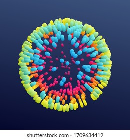 Sphere formed by many ellips. 3d vector illustration for science, education or medicine. 