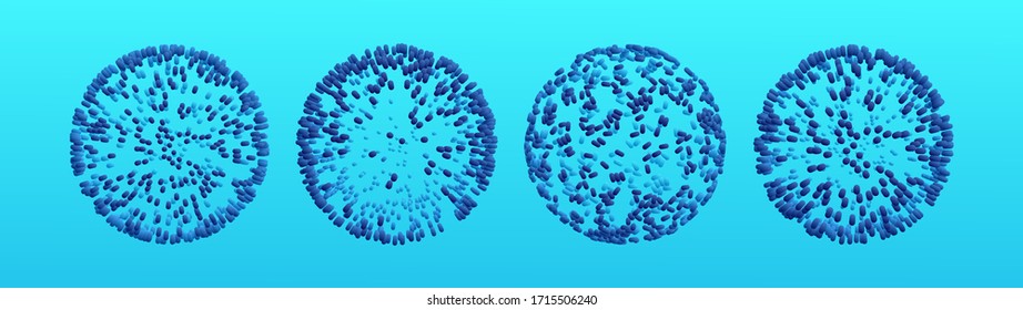 Esfera formada por muchas elips. Ilustración vectorial 3d para la ciencia, la educación o la medicina. 