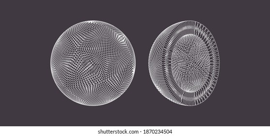 Sphere formed by many ellips. 3d vector illustration for science, education or medicine. 