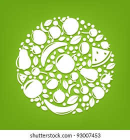 Sphere From Fruits, Vector Illustration
