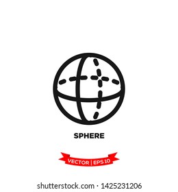 sphere geometric shape icon in trendy flat design 