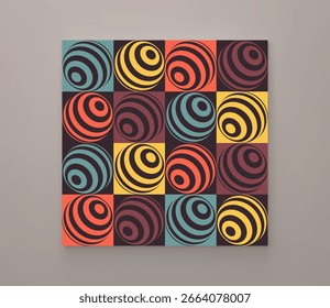 Esfera. Forma geométrica listrada arredondada. Composição da arte óptica. Modelo de design de capa. Ilustração 3D para brochura, cartaz, capa, cartão, apresentação, folheto ou banner.