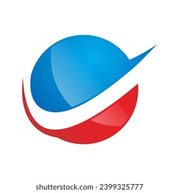 logotipo azul y rojo de esfera