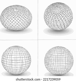 sphere globe set cartoon drawing illustration