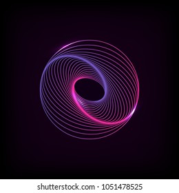 Sphere glowing light banner on a black background. Sphere abstract 3d. Abstract technology sphere on the blue background. Vector illustration.
