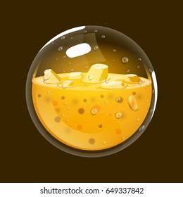 Sphere of gold. Game icon of magic orb. Interface for rpg or match3 game. Gold. Big variant. Vector illustration