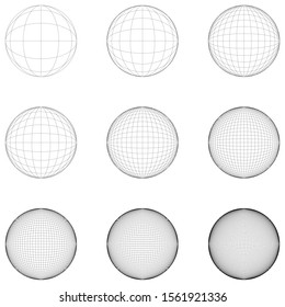 Sphere grid face resolution set, precise symmetry, stroke editable.