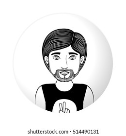 sphere half body man with van dyke beard