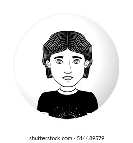 sphere half body man with wavy hair