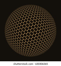 sphere with hexagonal grid in gold and black