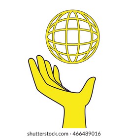 sphere human hand , isolated flat icon design