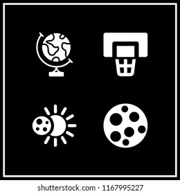 sphere icon. 4 sphere vector set. earth globe, basketball, moon and eclipse icons for web and design about sphere theme