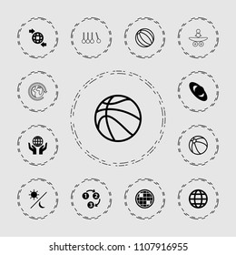 Sphere icon. collection of 13 sphere filled and outline icons such as planet, qround the globe, globe, 1 2 3, sun and moon. editable sphere icons for web and mobile.