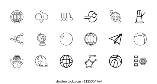 Sphere icon. collection of 18 sphere outline icons such as basketball, core, globe, paper plane, pendulum, beach ball. editable sphere icons for web and mobile.