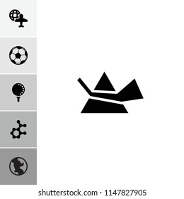 Sphere icon. collection of 6 sphere filled icons such as globe and plane, golf ball, fotball, atom, globe. editable sphere icons for web and mobile.