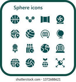 sphere icon set. 16 filled sphere icons.   