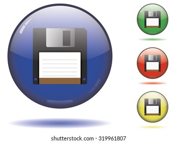 Sphere icon set of save button