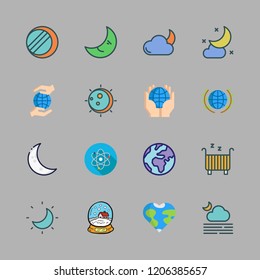 sphere icon set. vector set about eclipse, earth globe, planet earth and cradle icons set.