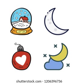 sphere icon set. vector set about moon, snow globe and bauble icons set.